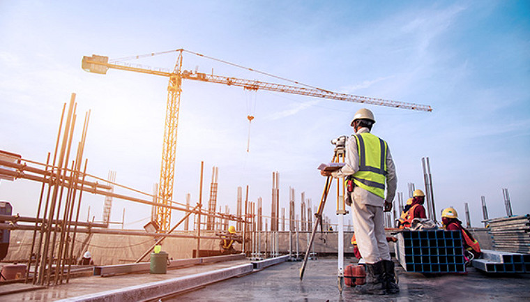 A man in construction work place